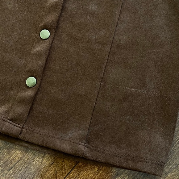 Danbee Brown Faux Suede Stretch Mini Skirt-Size S - Picture 6 of 7